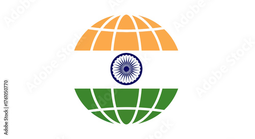 Globe with Indian Flag Colors and Ashoka Chakra Symbol.