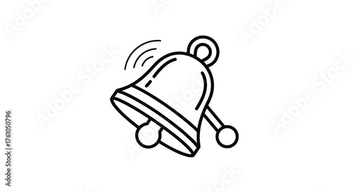 Simple Black and White Ringing Bell Icon Illustration.