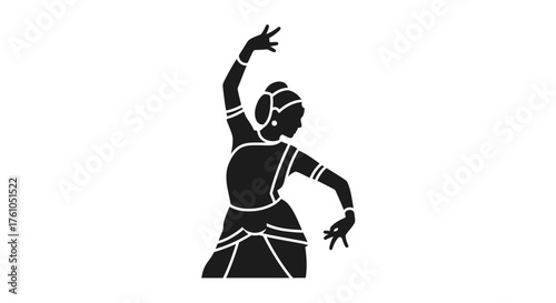 Silhouette of Indian Classical Dancer in Graceful Pose.