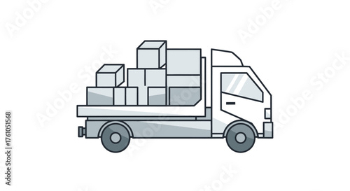 Delivery Truck with Boxes Cargo Transport Illustration.