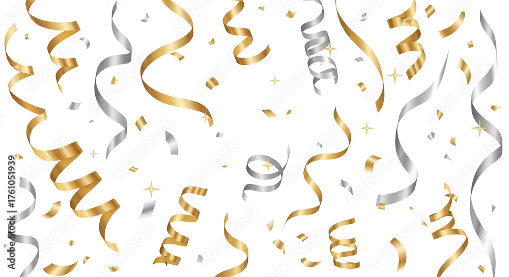 Fototapeta premium Festive Gold and Silver Confetti Explosion Background