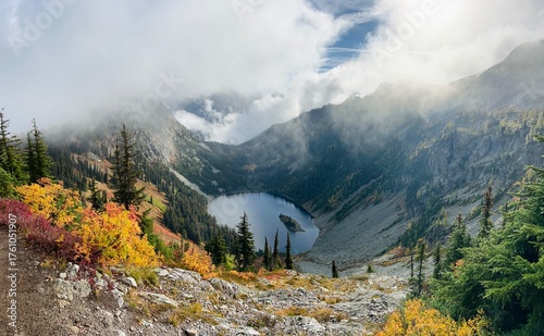 Autumn lake in the mountains