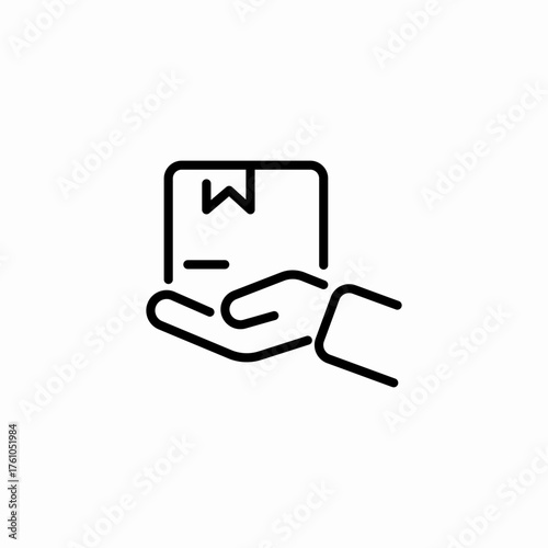 hand holding package icon sign vector