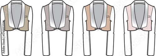 Stylish Cropped Blazer Illustration Set in Muted Colors for Fashion Design
