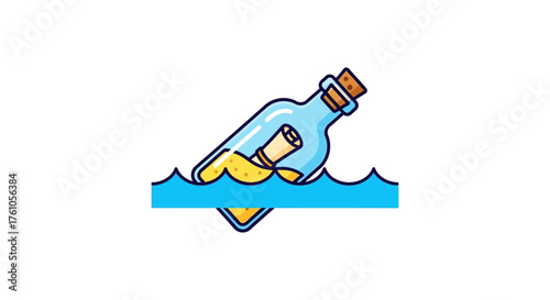 message in a bottle floating in the ocean a nautical adventure for sailing blogs evokes mystery discovery and maritime history with a hopeful tone.