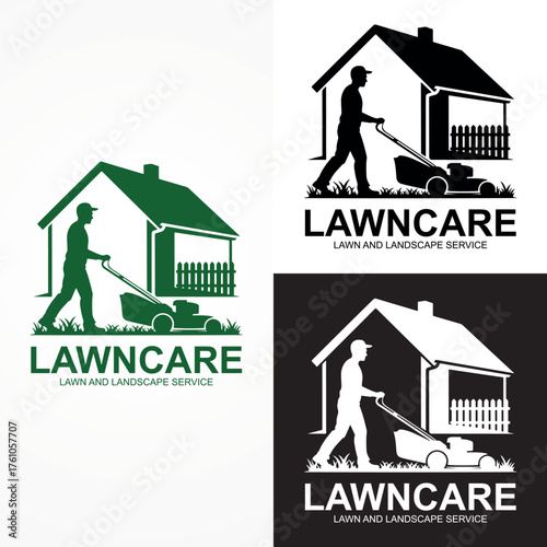 Professional Lawn Care Logo Design | Landscaping, Gardening, and Yard Maintenance Service Vector Icon