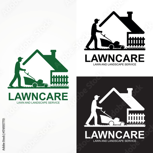 Professional Lawn Care Logo Design | Landscaping, Gardening, and Yard Maintenance Service Vector Icon