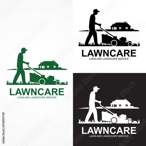 Professional Lawn Care Logo Design | Landscaping, Gardening, and Yard Maintenance Service Vector Icon