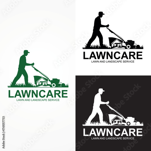 Professional Lawn Care Logo Design | Landscaping, Gardening, and Yard Maintenance Service Vector Icon