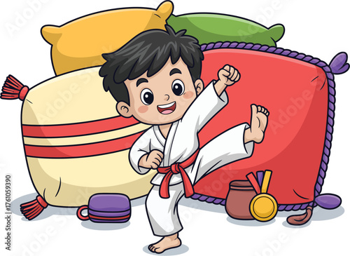 Karate Kid Training Martial Arts, Pillows, and Trophies