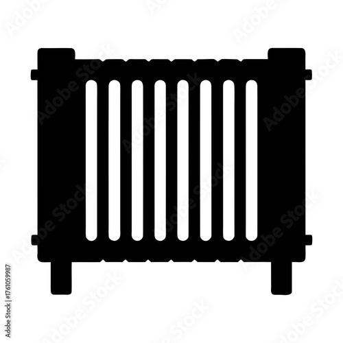 Black radiator silhouette vector graphic for home heating and cooling systems design element icon