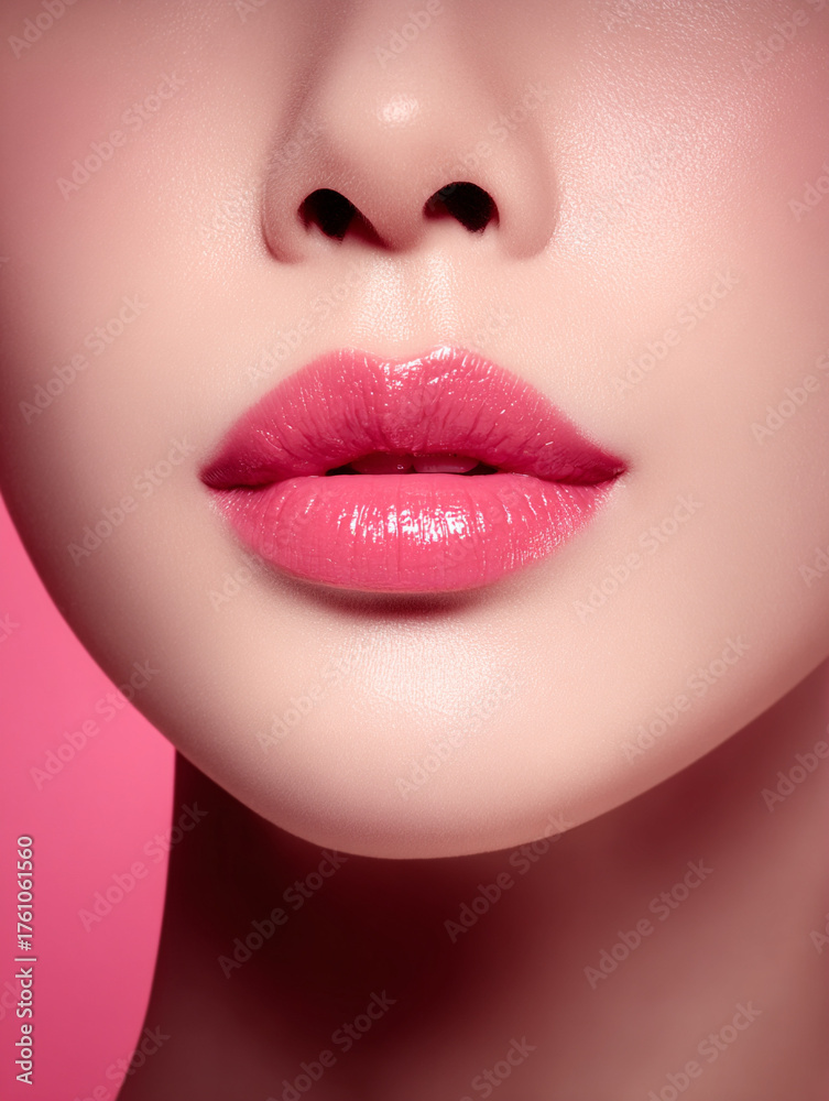 Fototapeta premium Beautiful female lips after injection of fillers.