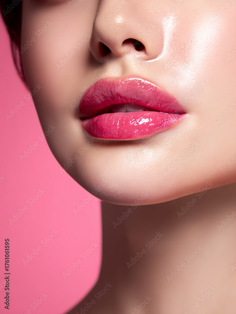 Fototapeta premium Beautiful female lips after injection of fillers.