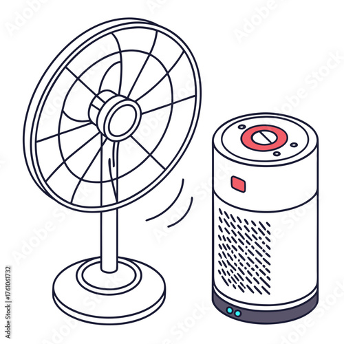 Vector art of fan and air purifier