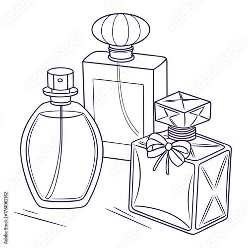 Vector art of set of perfume bottles