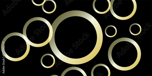 Abstract Metallic Ring Pattern with Gold Gradients on Black Background. Ideal for use in luxury branding, digital art, or modern design projects that require a bold and elegant visual statement. 