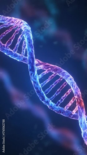 Abstract dna strand animation science and genetics visualization