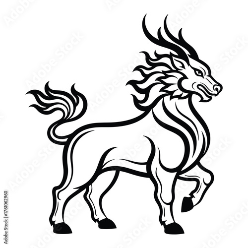 Mythical qilin creature silhouette majestic asian legend animal