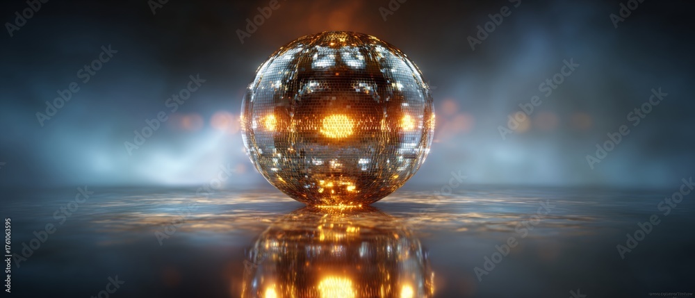 custom made wallpaper toronto digitalA night of magic: reflective pumpkins and halloween lights. Fantasy poster. Vibrant halloween: mirror ball with mystical vibes and swaying smoke. Poster illustration. Thriller poster.