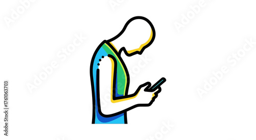 person using smartphone with bad posture highlighting digital health risks in the modern age perfect for health blogs and ergonomics advice websites.