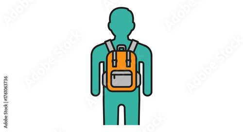 Person with backpack student ready for school wearing a backpack for education and commuting symbolizing learning on a clean white background.