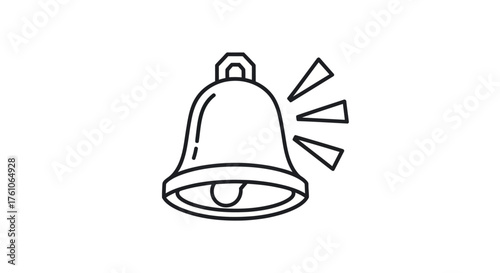 Simple Line Art Illustration of a Ringing Bell Icon.