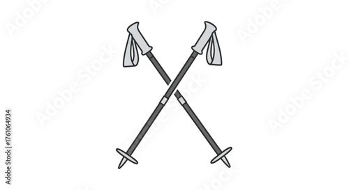 Cross-shaped ski poles with hand straps and baskets for snow.