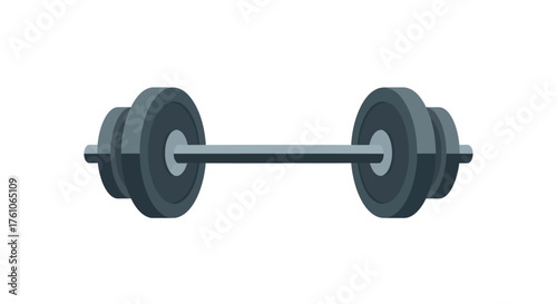 A simple flat illustration of a dark gray dumbbell with two weight plates on each side.