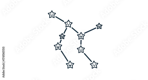 Stylized Gemini Constellation with Star Icons and Connecting Lines.