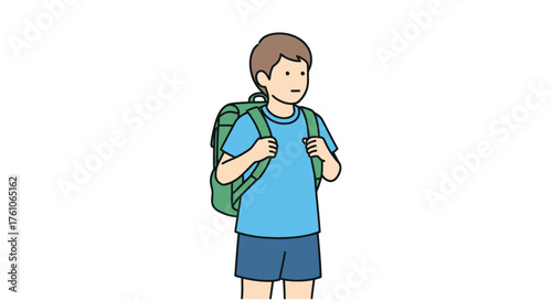 Boy with Backpack: A young student ready for school.