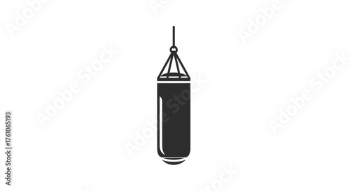 Hanging Black Punching Bag for Boxing and Fitness Training.