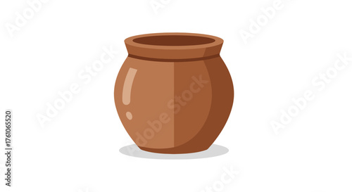 A simple traditional brown clay pot or earthenware vessel illustration with a rounded body and defined rim.
