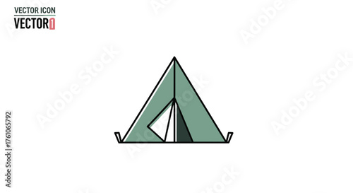Simple A-frame camping tent icon with a triangular opening.