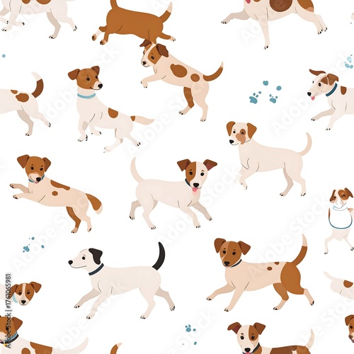 Dog pattern, playful pups