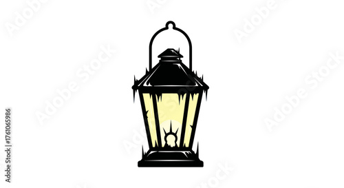 Detailed Black and Yellow Lantern with Handle and Spikes.