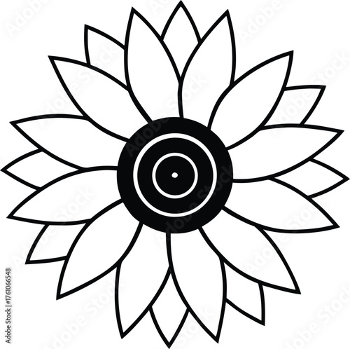 giant sunflower with spiral mandala seed pattern illustration on transparent background