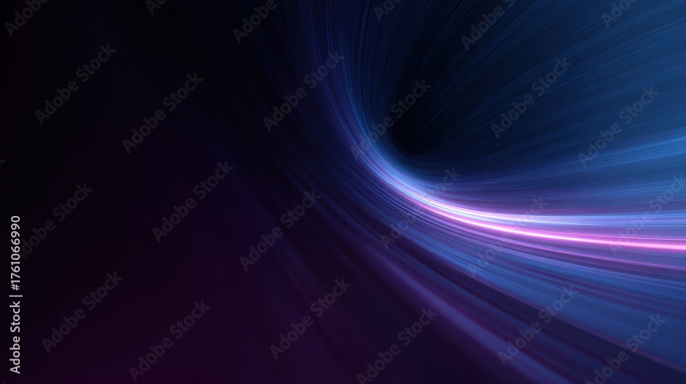 Fototapeta premium Neon cyberspace, glowing wormhole, speed lines, technology illustration