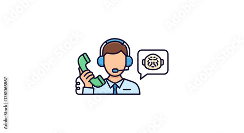 Tech support agent providing ai assistance on call helping customers with technical problems ideal for it solutions and customer service.