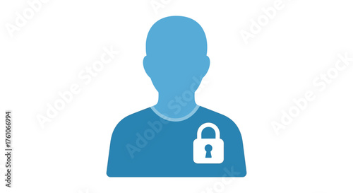 Secure personal data with a user icon and padlock protecting privacy and identity for security awareness campaigns and cybersecurity training