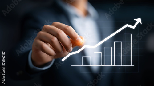 Cost reduction business finance concept businessman driving growth in financial strategy environment