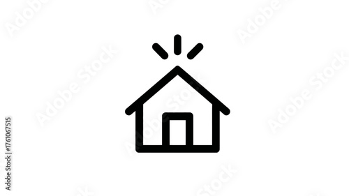 Outline house icon with sparkle, symbolizing new home, property listing, real estate highlight, smart home feature, or important residential notification.