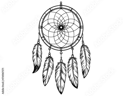 Dreamcatcher outline drawing