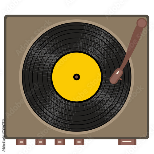 Vinyl disk retro player style illustration vector art decor design 70s, 80s, 90s music pattern	