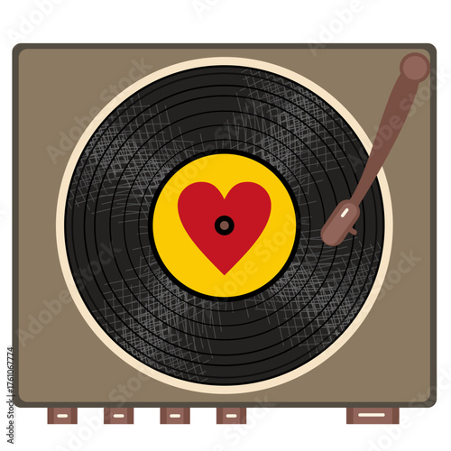 Vinyl disk retro player style illustration vector art decor design 70s, 80s, 90s music pattern	