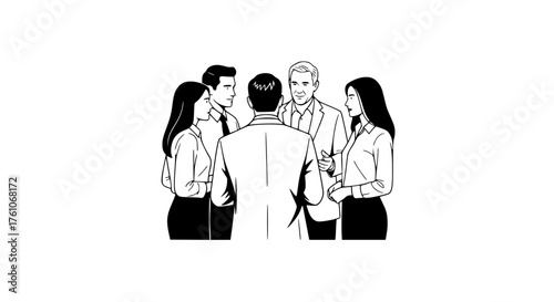 Diverse group of professionals engaged in a discussion