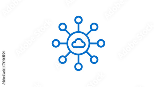 Cloud Computing Network Icon Representing Data Connection, Digital Synchronization, and Centralized Technology Hub