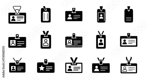Collection of Identification Badges and Access Cards Icons