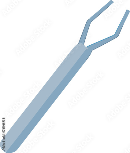 Flat vector illustration of a dental forceps tool used by dentists for gripping or extracting teeth during oral procedures.