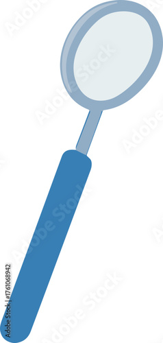 Flat vector illustration of a dental mirror used for examining teeth and gums in oral health care and dentistry.