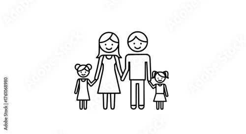 A Happy Family Holding Hands Together in a Line